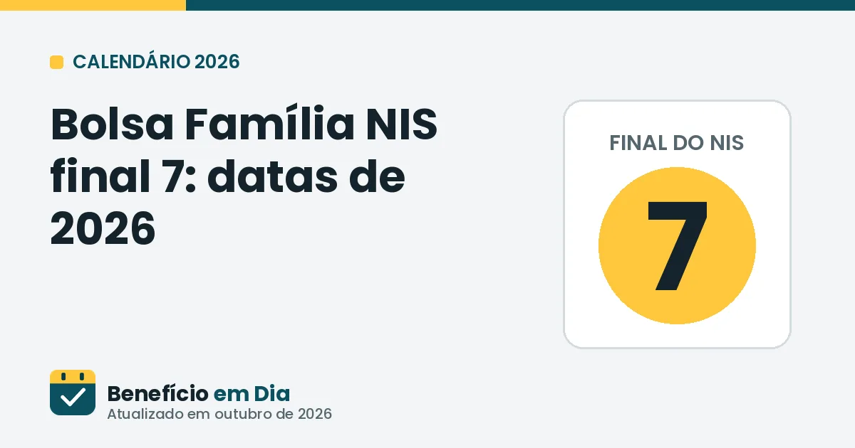 Bolsa Família NIS final 7: datas de pagamento em 2026