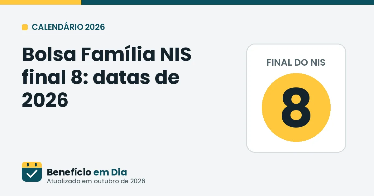 Bolsa Família NIS final 8: datas de pagamento em 2026