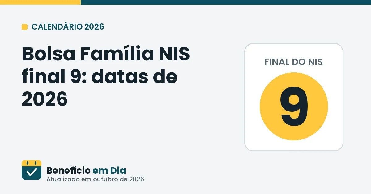 Bolsa Família NIS final 9: datas de pagamento em 2026