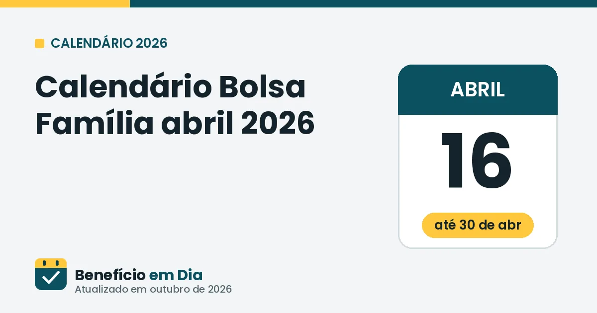 Calendário Bolsa Família abril de 2026