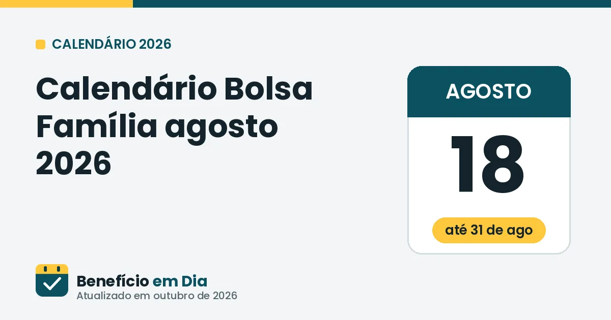 Calendário Bolsa Família agosto de 2026