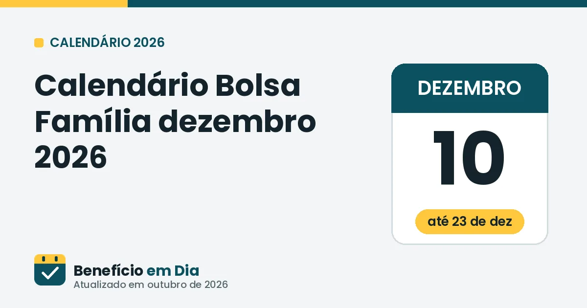 Calendário Bolsa Família dezembro de 2026
