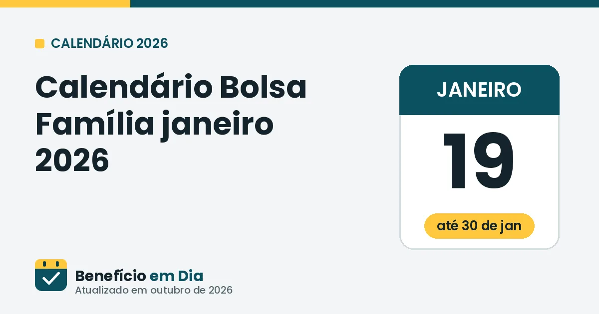 Calendário Bolsa Família janeiro de 2026