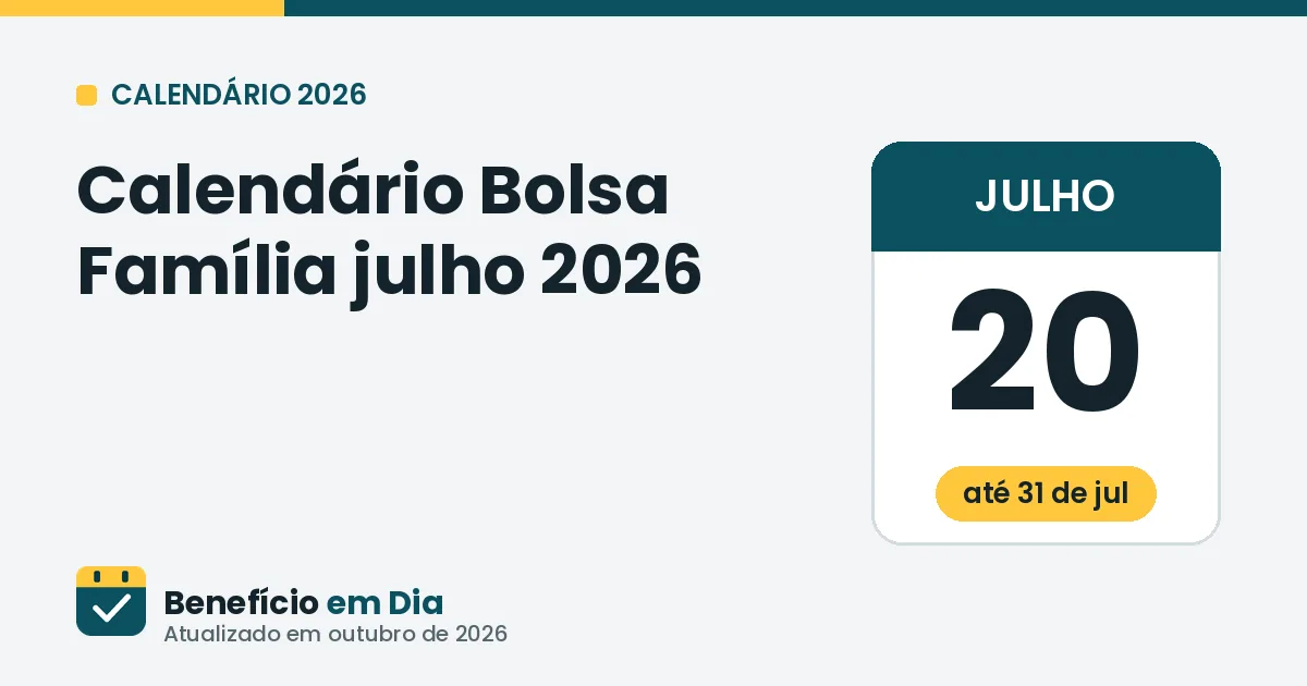 Calendário Bolsa Família julho de 2026
