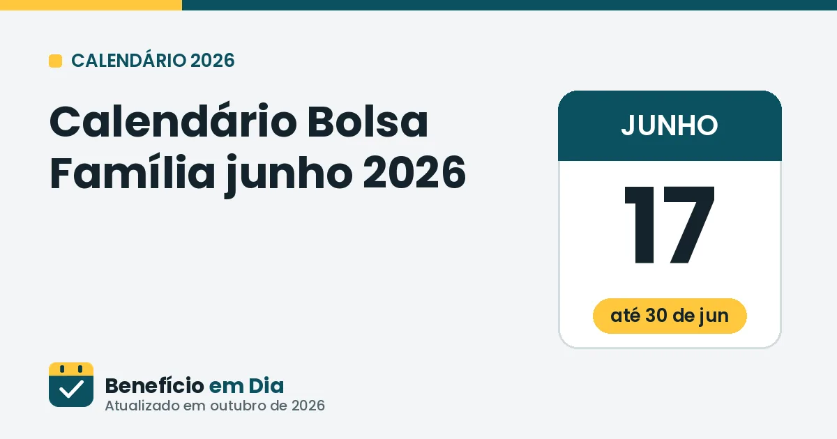 Calendário Bolsa Família junho de 2026