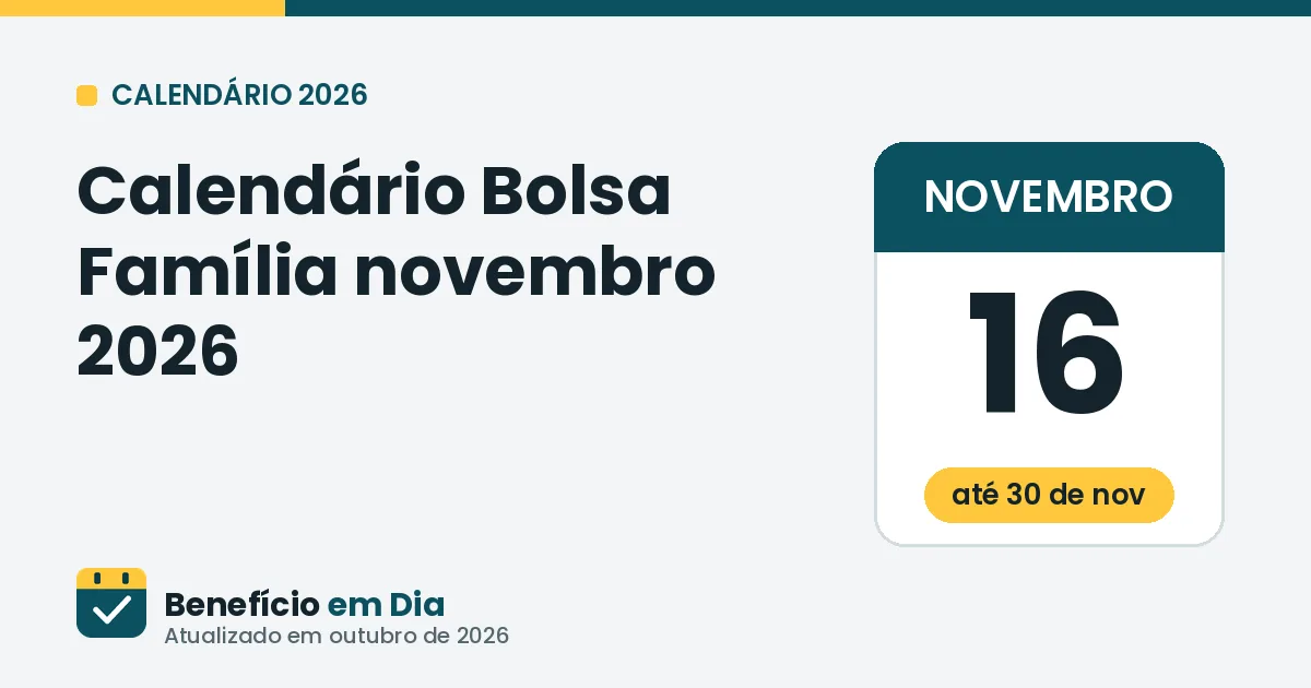 Calendário Bolsa Família novembro de 2026