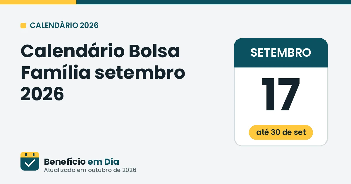 Calendário Bolsa Família setembro de 2026